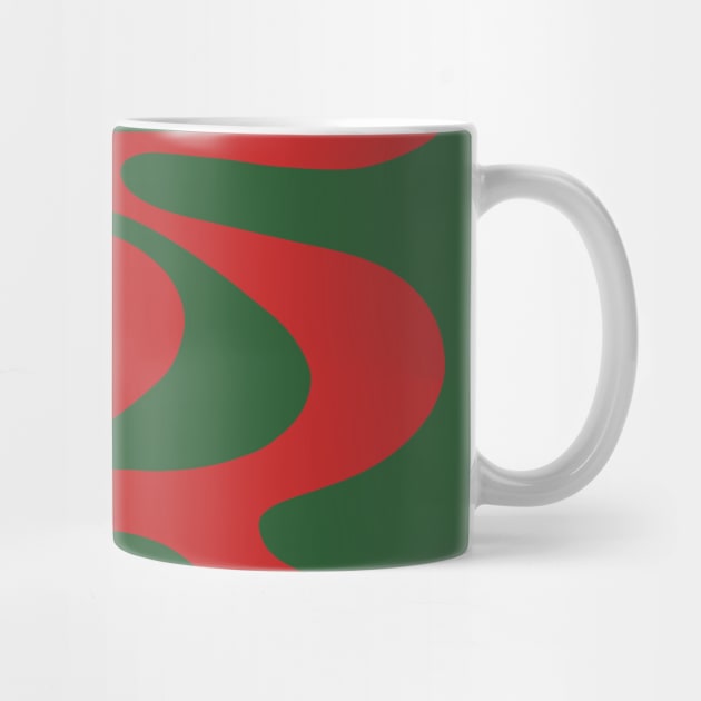 Swirl, Liquid, Line Pattern in Christmas Holidays Green and Red by OneThreeSix